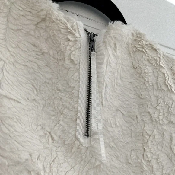 Anthropologie x Leifsdottir | Cream White Lined Faux Fur Top Exposed zip… - Picture 10 of 13